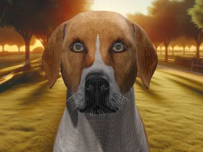 Labrador Home Defender 3D Happy  Pet Dog  Low-poly 3D model