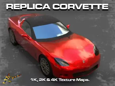 Corvette Replica Low-poly 3D model