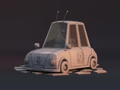 stylized cartoon car 3D model