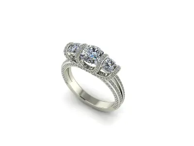 3 stone luxury ring  3D print model