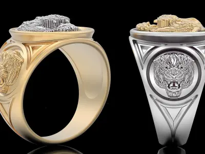 Tiger ring  gold sterling printable jewelry 3D model 3D print model