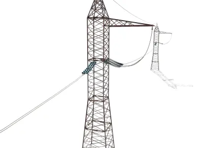 Electricity Pole 30 Weathered Low-poly 3D model
