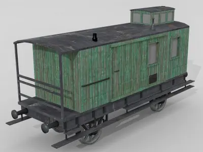 Old Bavarian baggage car Low-poly 3D model