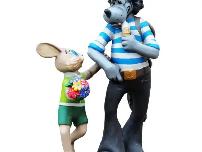 Sculpture of the characters Wolf and the Hare 3D model