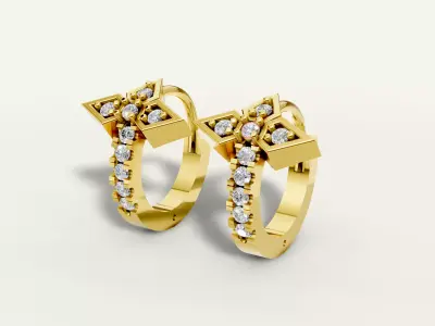 Cross Earrings with Stones 3D print model