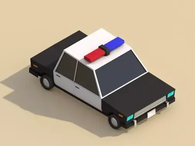 Cartoon Low Poly Police Car 3D model