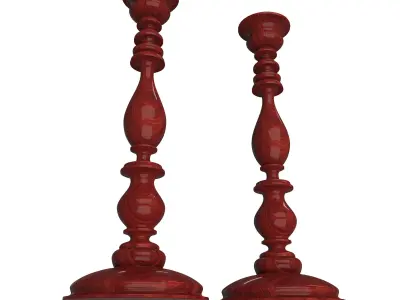 Wood Candlestick Low-poly 3D model