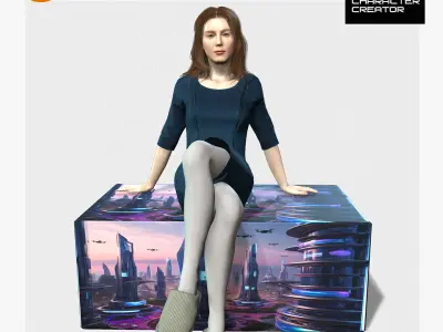 Realistic 3D Female Character  Fashionable Outfit and Pose Ready 3D model