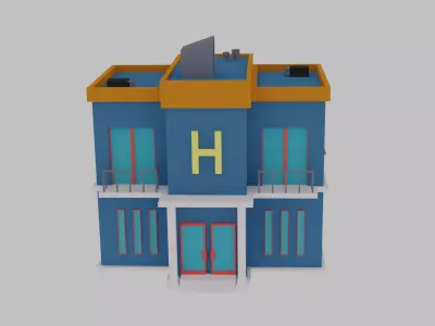 Low poly building - Hotel Free low-poly 3D model