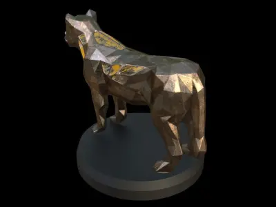Steampunk Lioness Low-poly 3D model