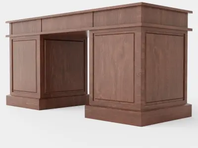 Wall Street desk rich brown Low-poly 3D model