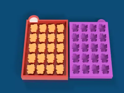 20-Cavity Big Hello Kitty Wax Melt Mold  3D print model