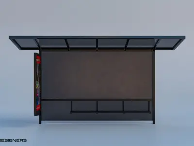 Bus Stop PBR Low Poly 3D Model Low-poly 3D model