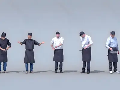 Multi-person chef 3D model