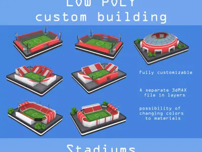 Stadium low poly pack Low-poly 3D model