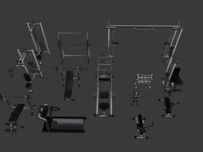 gym equipments 3D model