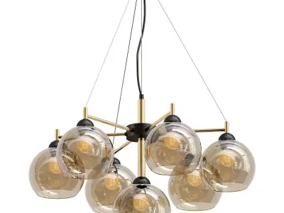 etnaa chandelier with six glass globes hanging from gold meta... 3D model