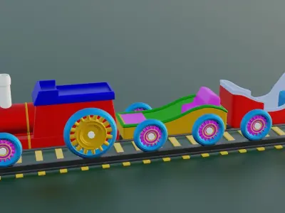 Toy Train Low-poly 3D model get