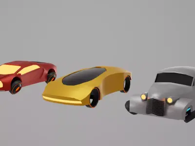 Futuristic cars Low-poly 3D model