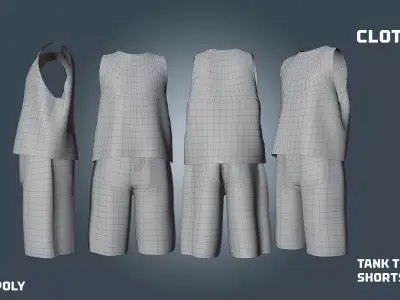 tank-top and short -clothyfic outfit Low-poly 3D model