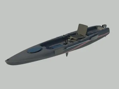 Kayak 3D model fishing boat Low-poly 3D model