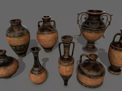 vase set greek Low-poly 3D model