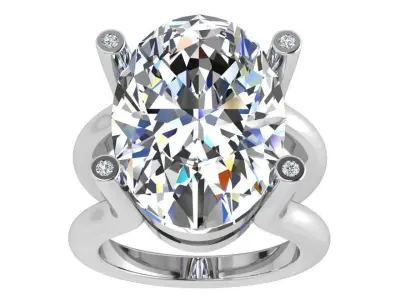 Oval Solitaire Ring 4557 3D print model