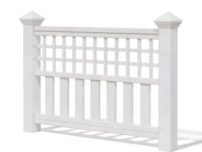 White Wooden Fence 3D Model 3D model