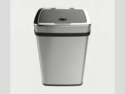 Modern Metal Trash Can Low Poly High Poly 3D model
