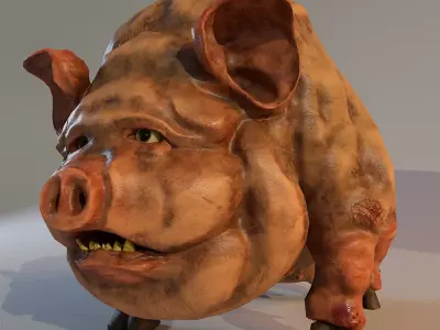 Scary Pig Low-poly 3D model