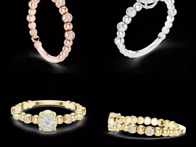 Luxury Diamond Beaded Band Ring CAD Design for Fine Jewellery 3D print model