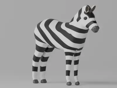 Cartoon Cute Zebra 3D model