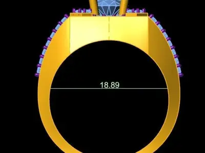 Luxury Emerald and Diamond Men Gold Ring 326 3D print model