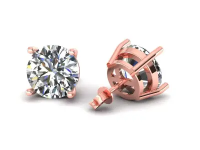 Women Diamond Earrings 3D print model 11