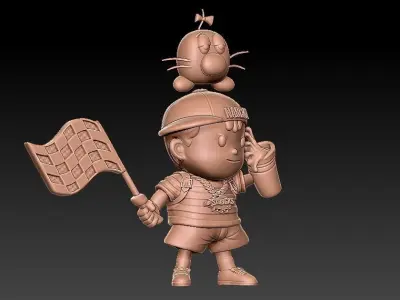 Formula one racing car with boy model 3D print model