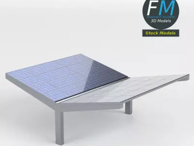 Double parking shelter with solar panels 3D model