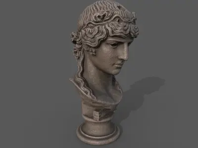 bust of Greek male - Antinous Mondragone Scan  Low-poly 3D model