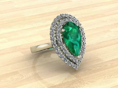 Pear Shape Emerald Ring 3D print model