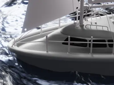 Sailing Yacht or Sailboat Low-poly 3D model