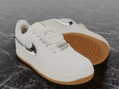 TRAVIS SCOTT X NIKE AIR FORCE 1 LOW SAIL 3D SHOES Low-poly 3D model