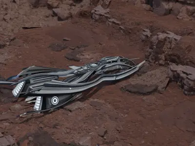 SCI FI Environment with Space Ship Free 3D model