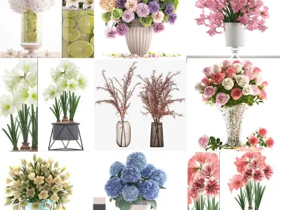 Collection of bouquets 39 pieces 3D model