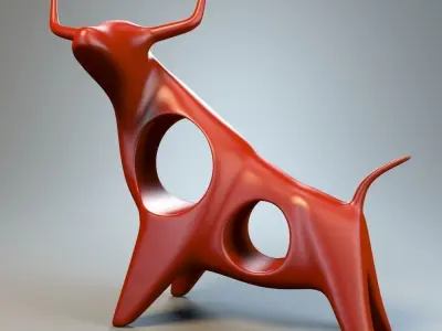 Angry bull figurine P 3D print model
