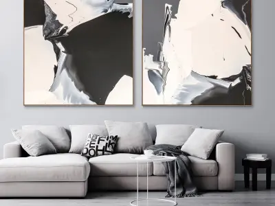 Plaster two square photo frames 31 Low-poly 3D model