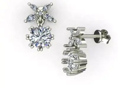 Women Diamond Earrings 3D print model 97