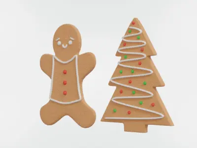 Gingerbread Christmas Cookies Free 3D model