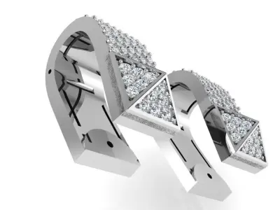 Diamond English Lock Earring 3361 3D print model