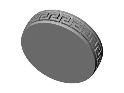 Vintage greek key pattern carved dish and bowl 3D print model