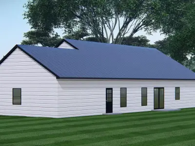 Modern Barndominium House 3D Model with Rustic Metal Siding 3D model