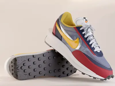 Nike Sacai LD Waffle Varsity Blue Low-poly 3D model